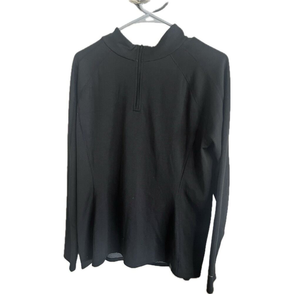 The North Face Womens Flashdry Black Mock Neck 1/4 Zip Pull Over Black Rusched